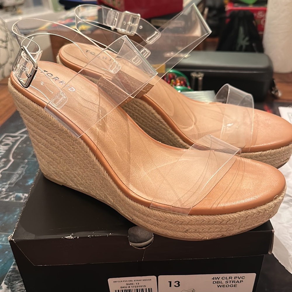 Torrid clear plastic size 13 wedges BNIB